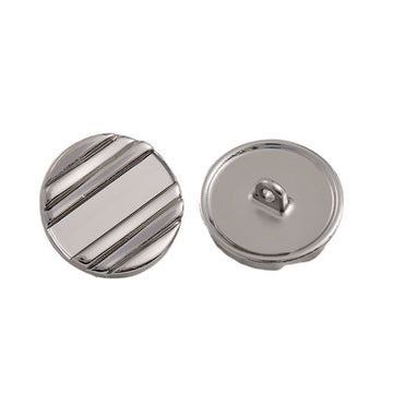 20mm Silver Horizontal Stripes Metal Shank Button 12pcs