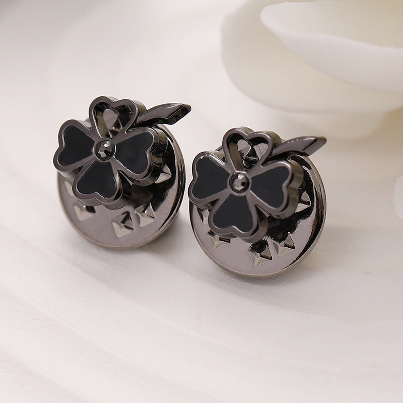 Gold Silver Black Four-Leaf Flower Metal Brooch 12 Pack