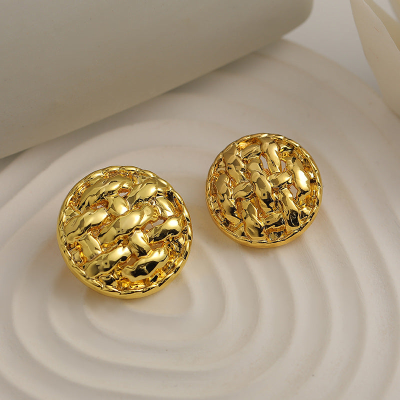 Braided Round Metal Shank Button for Women's Fashion Suit 10pcs Golden
