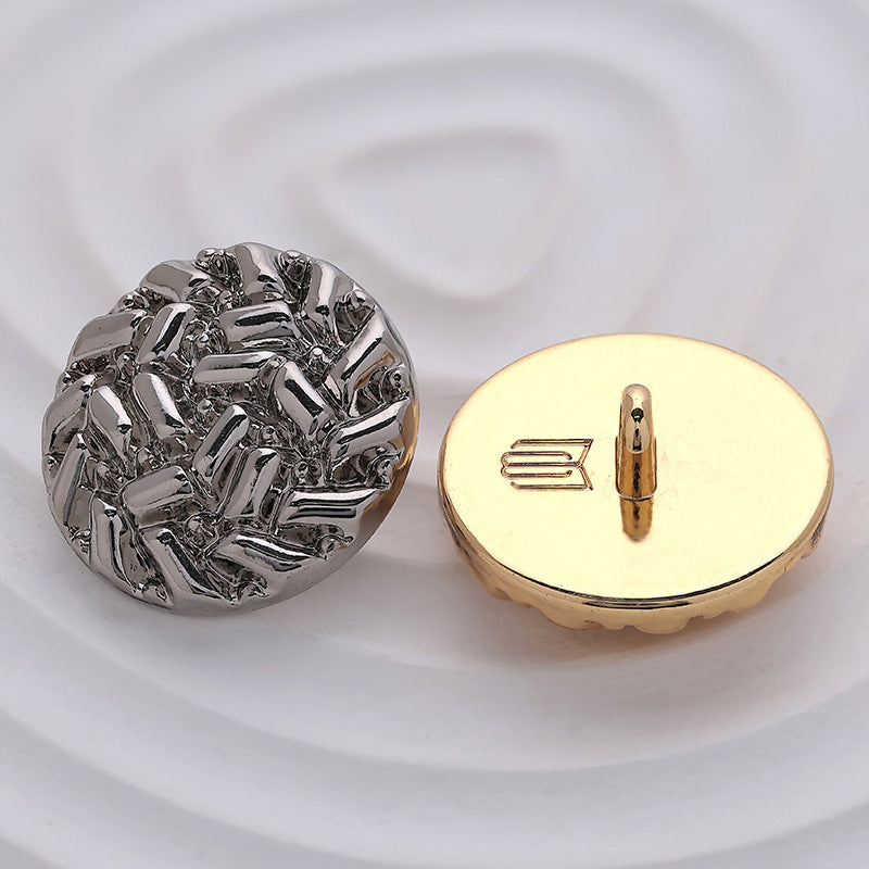 Korean Style Rice-Grain Embossed Round Metal Sewing Buttons 10pcs