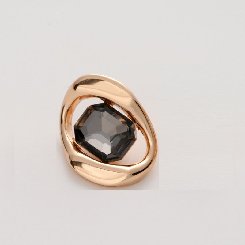 High-End Square Diamond Irregular Geometric Metal Button 5pcs Black Gold