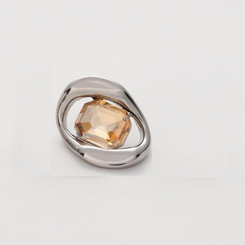 High-End Square Diamond Irregular Geometric Metal Button 5pcs Orange Silver