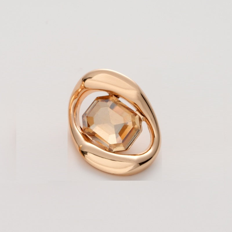 High-End Square Diamond Irregular Geometric Metal Button 5pcs Orange Gold
