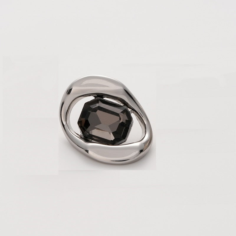 High-End Square Diamond Irregular Geometric Metal Button 5pcs Black Silver