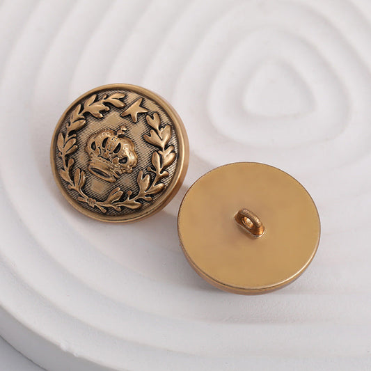 15-23mm British Antique Gold Crown and Laurel Leaf Metal Button 10pcs