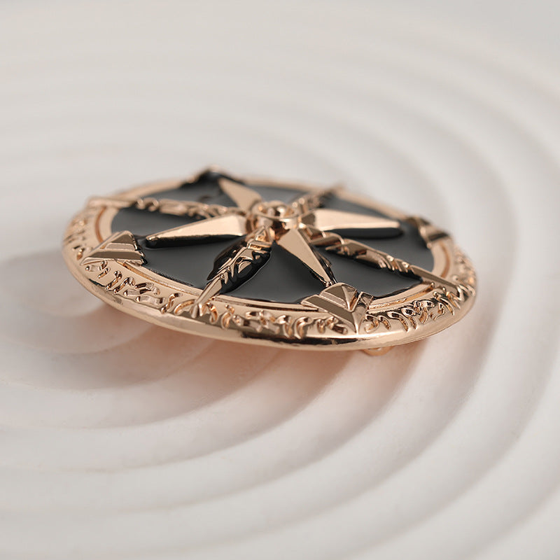 35mm Eight-Pointed Star Trendy Metal Brooch Men's Badge 2pcs