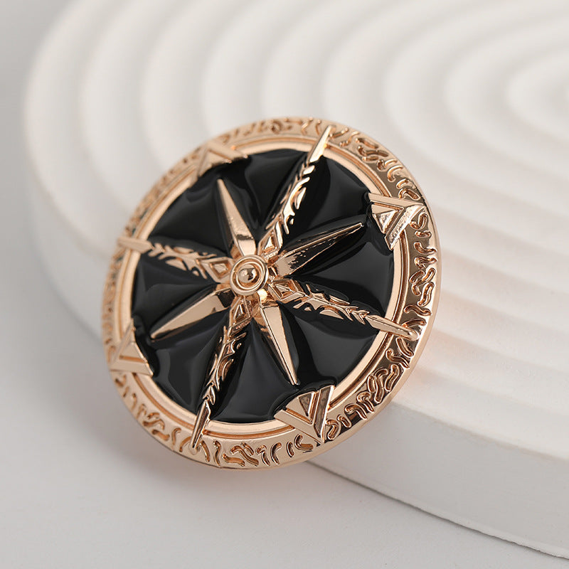 35mm Eight-Pointed Star Trendy Metal Brooch Men's Badge 2pcs