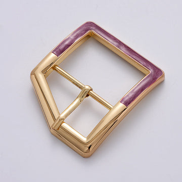 Purple Painted Metal Rectangular Waist Adjusting Pin Buckle 3pcs