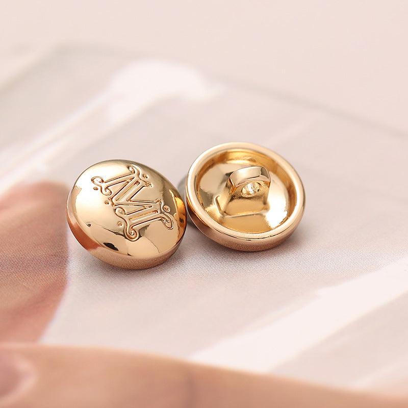 12mm M Letter Mushroom-Shaped Round Metal Sewing Button 10pcs