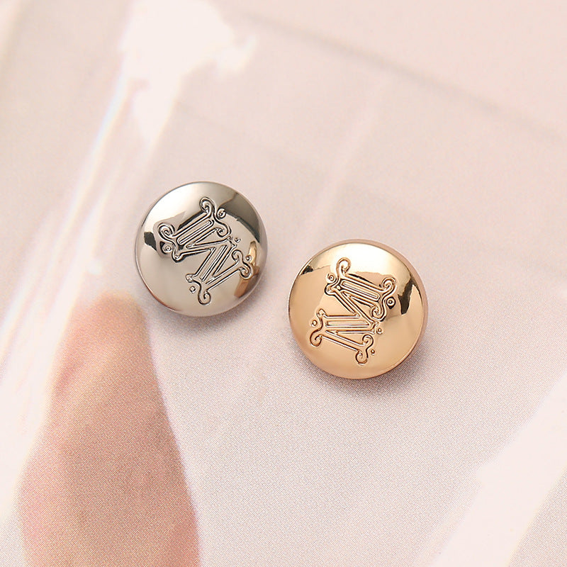 12mm M Letter Mushroom-Shaped Round Metal Sewing Button 10pcs