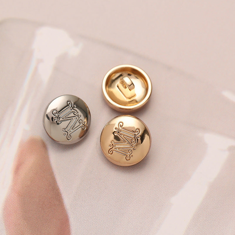 12mm M Letter Mushroom-Shaped Round Metal Sewing Button 10pcs