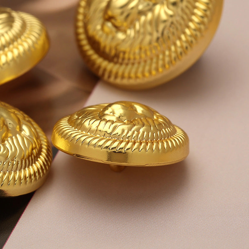 British College Style Lion Head Pattern Vintage Golden Metal Button 10pcs