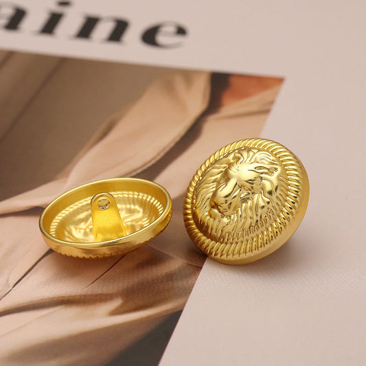 British College Style Lion Head Pattern Vintage Golden Metal Button 10pcs