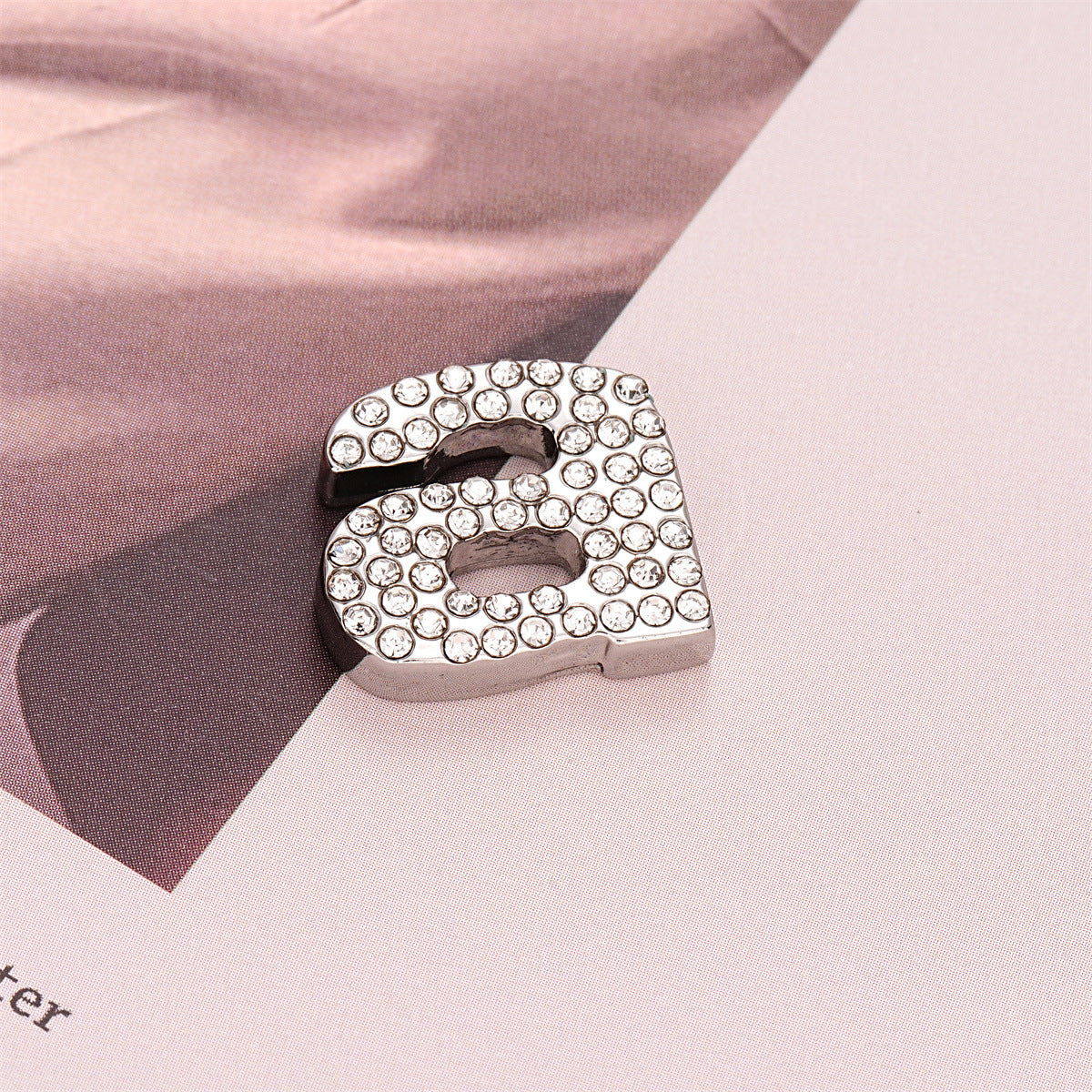 Silver Full-Diamond Letter A W-Shaped Hand-Sewn Metal Button 10pcs A