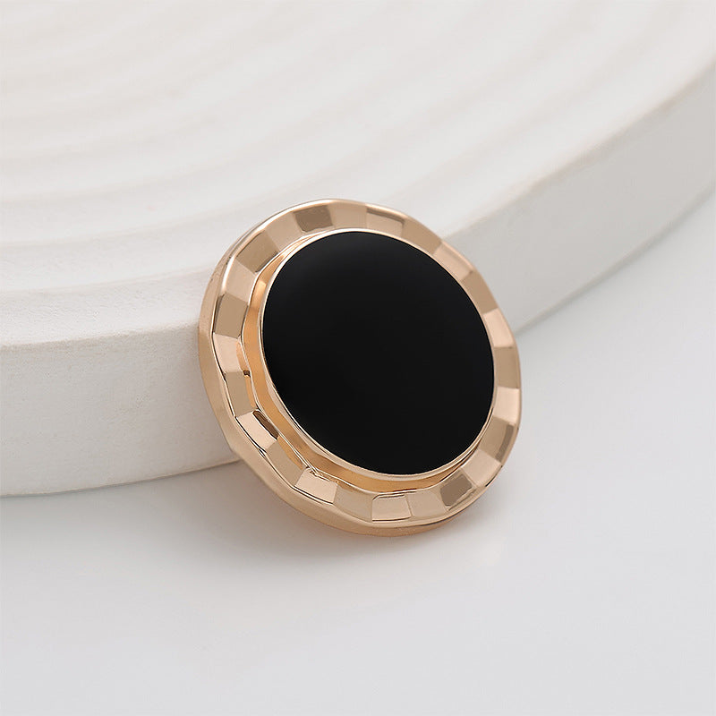23mm Black Epoxy Gold Metal Button Lotus Leaf Shape 10pcs