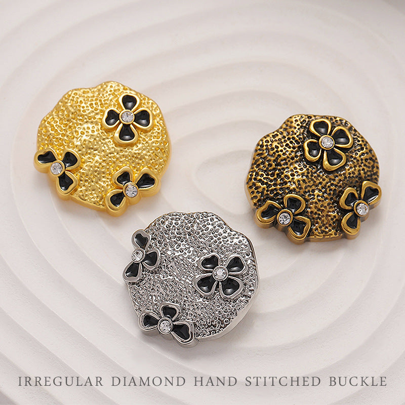 18-23mm Butterfly Ripple Diamonds Floral Metal Sewing Button 6pcs