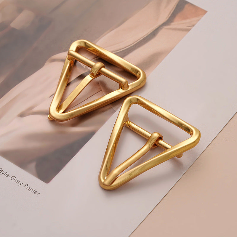 Golden Triangle Metal Pin Buckle for Belt Adjustment 2pcs