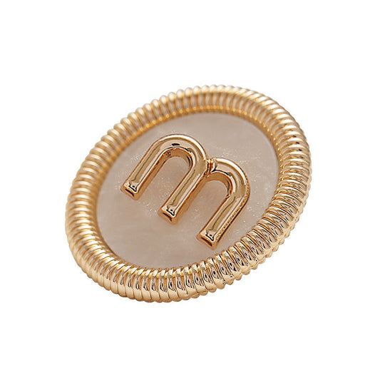 20mm Elegant Shell Inlaid MRound Gold Metal Buttons 5pcs