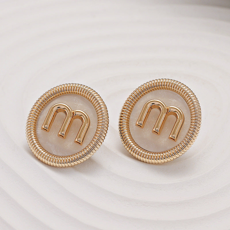 20mm Elegant Shell Inlaid MRound Gold Metal Buttons 5pcs