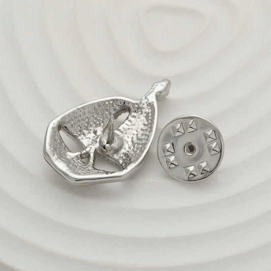 Silver Sailboat Full Diamond Design Fashion Metal Brooch Pin 2pcs