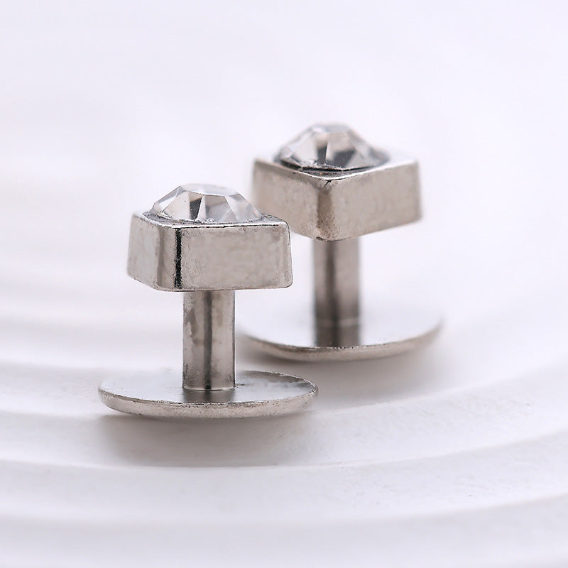 10mm Silver Crystal Cufflinks Fashion Shirt Studs 10pcs