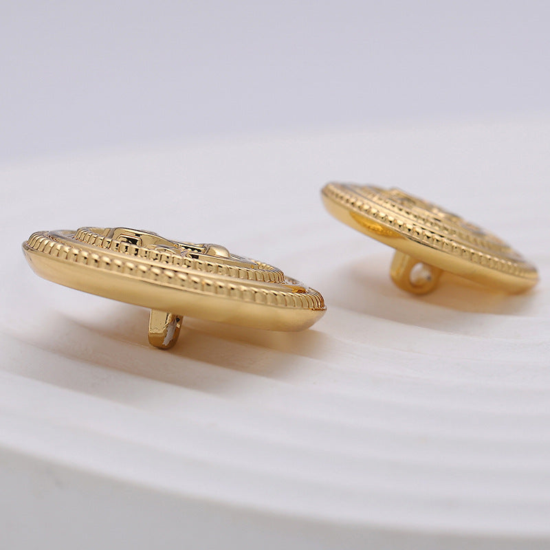 Golden Anchor Pattern Fashion Metal Round Button 10pcs