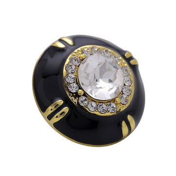 Black White Gold-Trimmed Diamond Metal Epoxy Sewing Button 6pcs Black