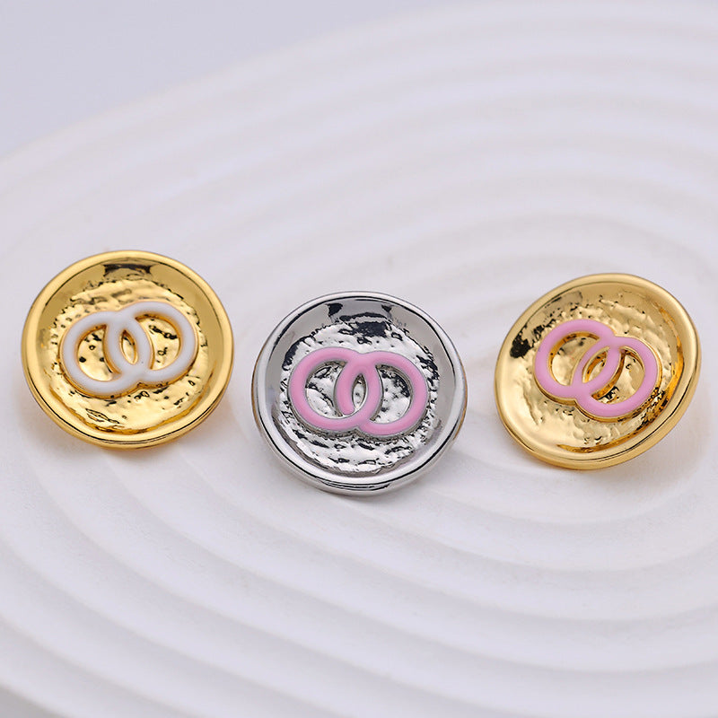 18-20mm Fashion Women's Metal Button Double Circle 10pcs