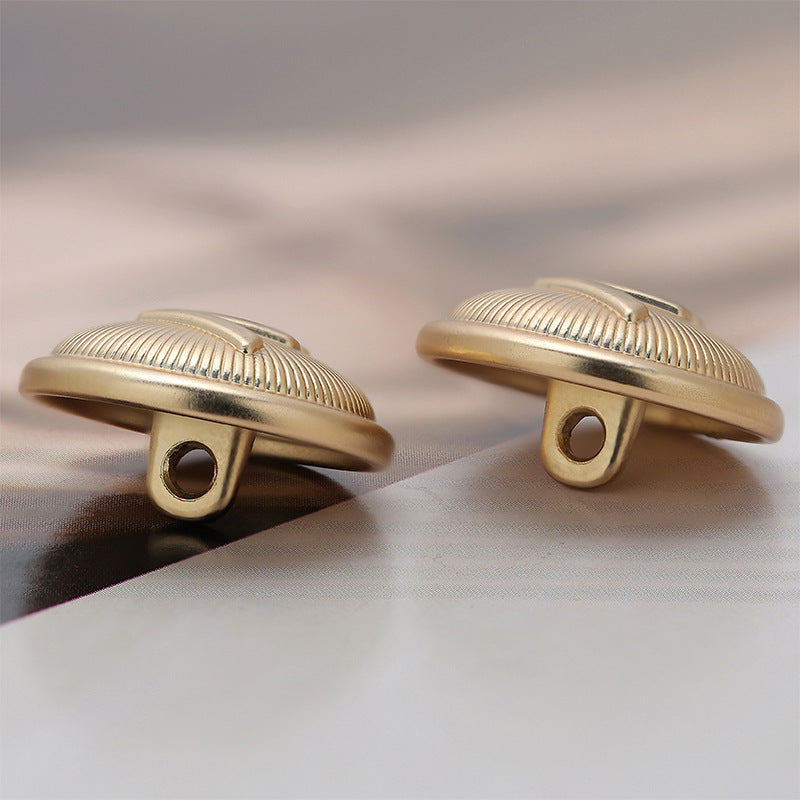 18mm Striped V Light Gold Metal Sewing Buttons 10pcs