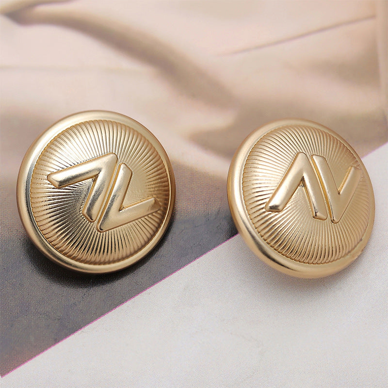 18mm Striped V Light Gold Metal Sewing Buttons 10pcs