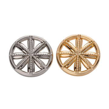 Metal Button with Wagon Wheel Shape and Hollow Snowflake Design 5pcs