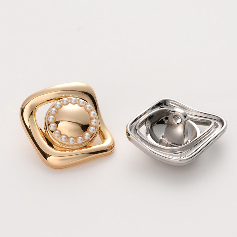 18-23mm French Retro Pearl Irregular Metal Button 5pcs