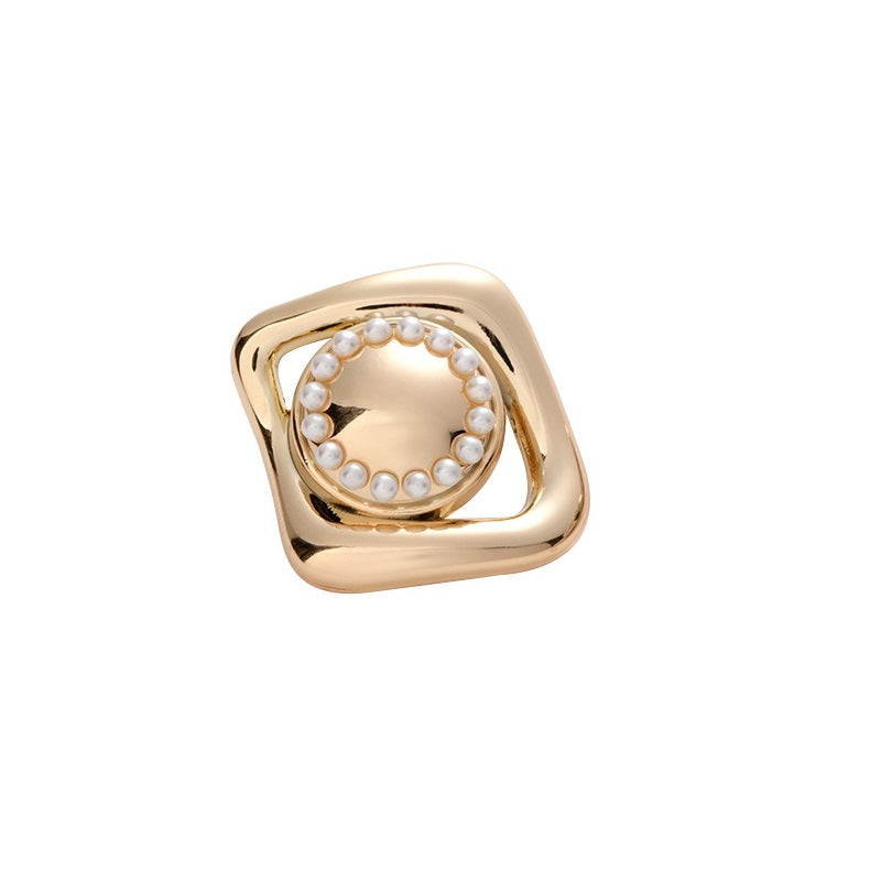 18-23mm French Retro Pearl Irregular Metal Button 5pcs Light Gold