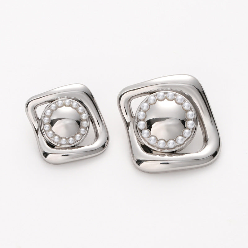 18-23mm French Retro Pearl Irregular Metal Button 5pcs Silver