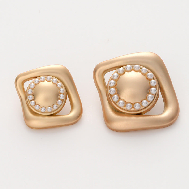 18-23mm French Retro Pearl Irregular Metal Button 5pcs Misty Gold