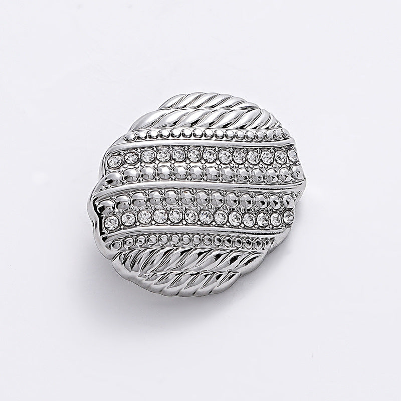 18-23mm Fashion Oval Metal Button with Diamonds 10pcs Silver