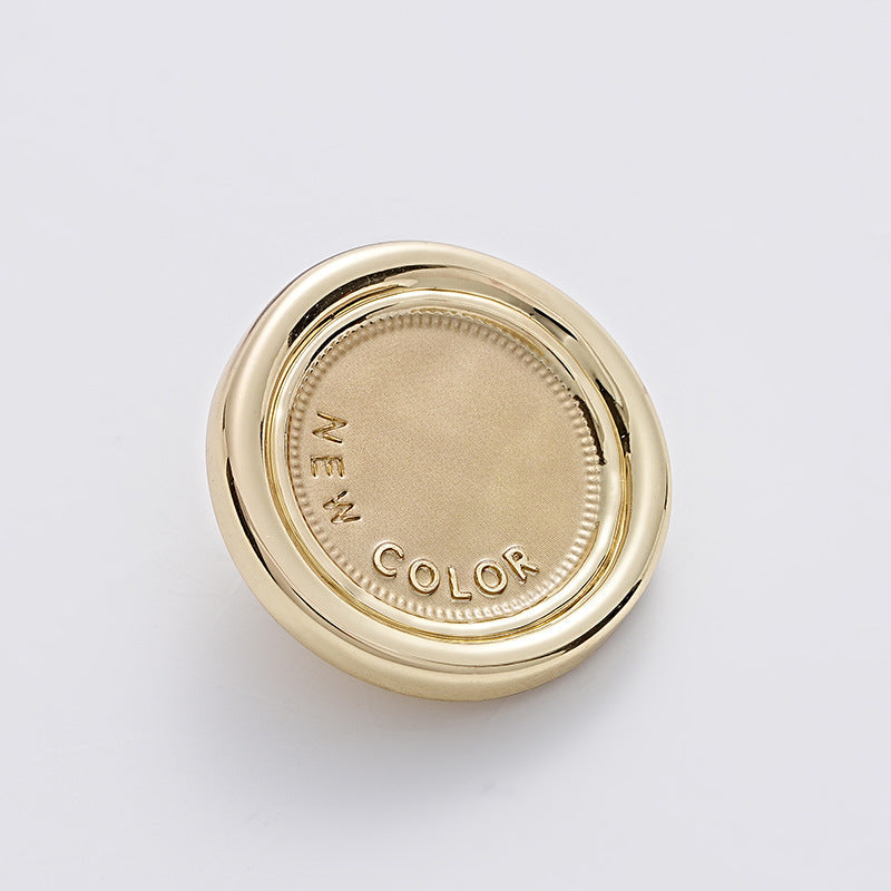 Simple Two-Tone Round Metal Sewing Button with Handle 5PCS Khaki Gold