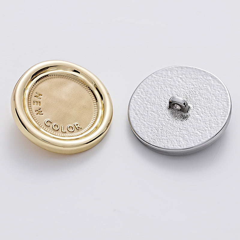 Simple Two-Tone Round Metal Sewing Button with Handle 5PCS