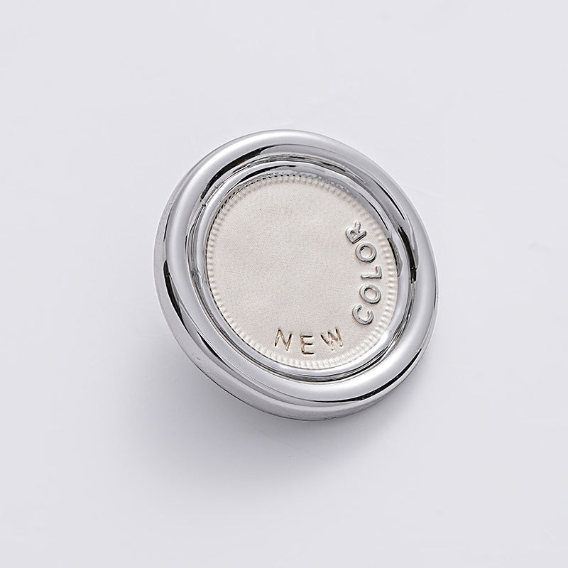 Simple Two-Tone Round Metal Sewing Button with Handle 5PCS White Silver