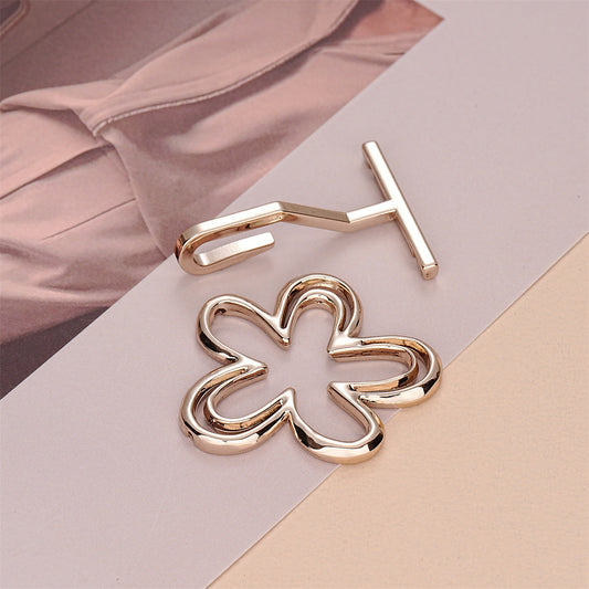 Flower-Shaped Metal Pair Decorative Hook Buckle 3pcs
