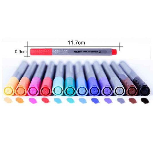 Mont Marte Mini Fineliner 12-teiliges Set, Tri Grip, geruchsfrei