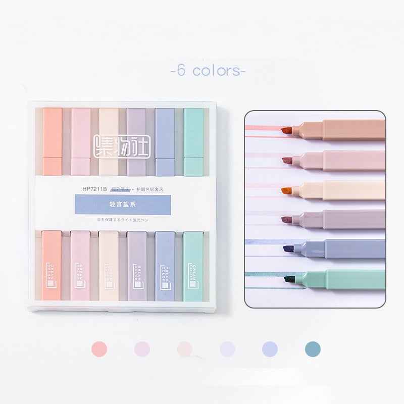 12-Color Large Highlighter Set – Morandi Tones, Soft Axe-Shaped Tip