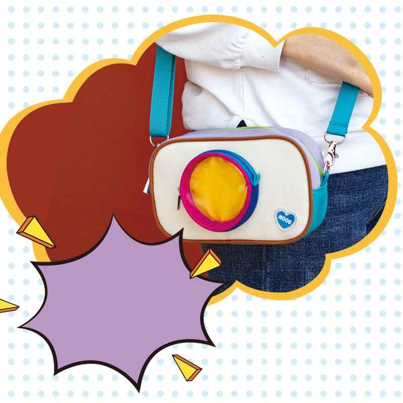 NATAMI Color-Block Camera-Style Pen Bag with Crossbody Strap