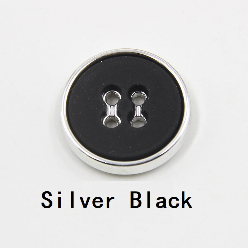 12.5-30mm Round Four-Hole Black White Plastic Buttons Gun Edge 100pcs Silver Black