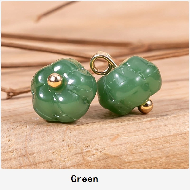 Chinese Colored Glaze Pumpkin-Shaped Cheongsam Button 48 Pack