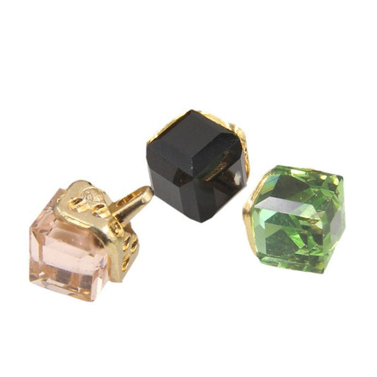 12mm Square Crystal Glass Decorative Mini Buttons 10pcs