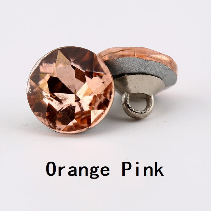 10-12mm Crystal Clear Glass Buttons Multi-Faceted 10pcs Orange Pink