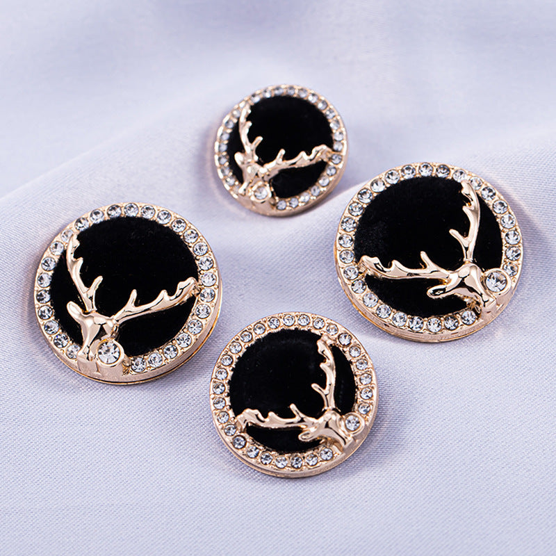 18-25mm Golden Deer Head Diamond Metal Shank Buttons 10pcs