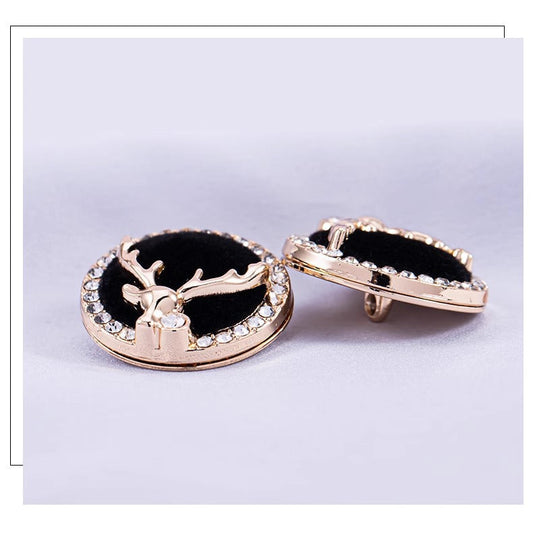 18-25mm Golden Deer Head Diamond Metal Shank Buttons 10pcs