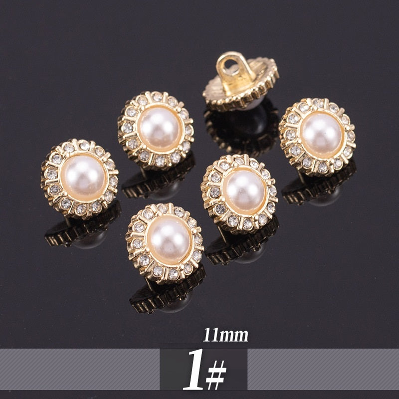 11-13mm Golden Metal Rhinestone Shirt Buttons 70 Pack